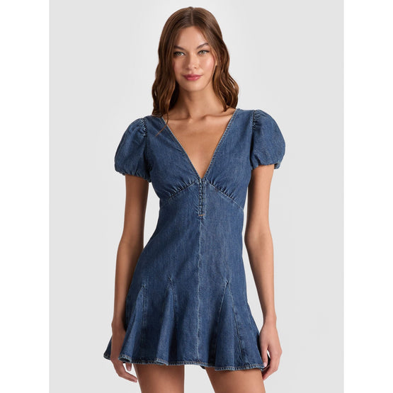 Women Fara Puff Sleeve Denim Mini Dress - Blue [價格已含稅]