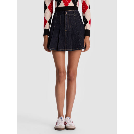 Women Suzie Denim Pleated Mini Skirt - Blue [價格已含稅]