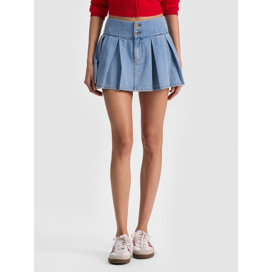 Women Amy Lr Pleated Denim Mini Skirt - Blue [價格已含稅]