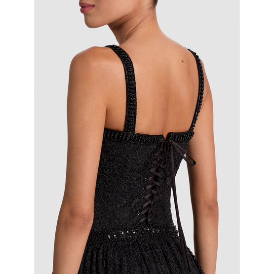 Women Zena Embell Square Neck Tiered Gown - Black [價格已含稅]