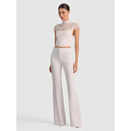 Women Pria Embell Mock Neck Cropped Top - White [價格已含稅]