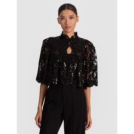 Women Aurelia Lace Embellished Mini Capelet - Black [價格已含稅]