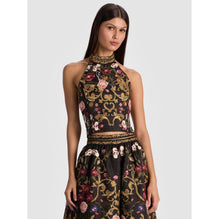 Women Gatz Embell Mk Neck Open Bk Crop Top - Black, Multi [價格已含稅]
