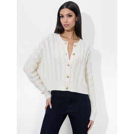 Women Cecilie Crop Cable Cardigan - White, Multi [價格已含稅]
