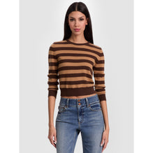 Women Carolann Striped Shrunken Crewneck Pullover - Brown [價格已含稅]