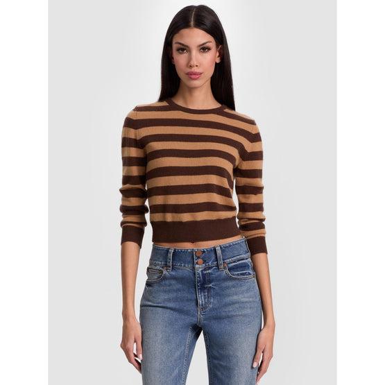 Women Carolann Striped Shrunken Crewneck Pullover - Brown [價格已含稅]