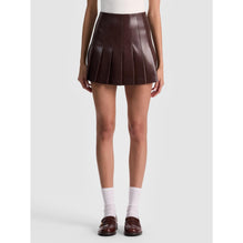 Women Carter Vegan Lthr Stitch Plt Mini Skirt - Brown [價格已含稅]