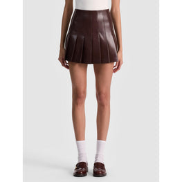Women Carter Vegan Lthr Stitch Plt Mini Skirt - Brown [價格已含稅]