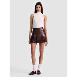 Women Carter Vegan Lthr Stitch Plt Mini Skirt - Brown [價格已含稅]