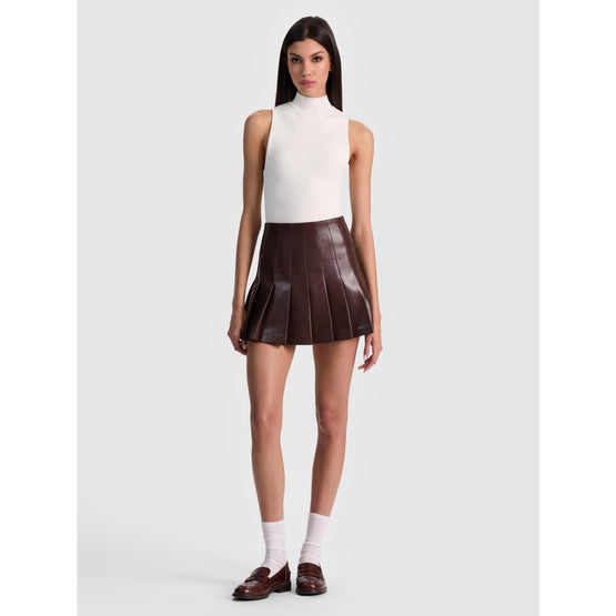 Women Carter Vegan Lthr Stitch Plt Mini Skirt - Brown [價格已含稅]