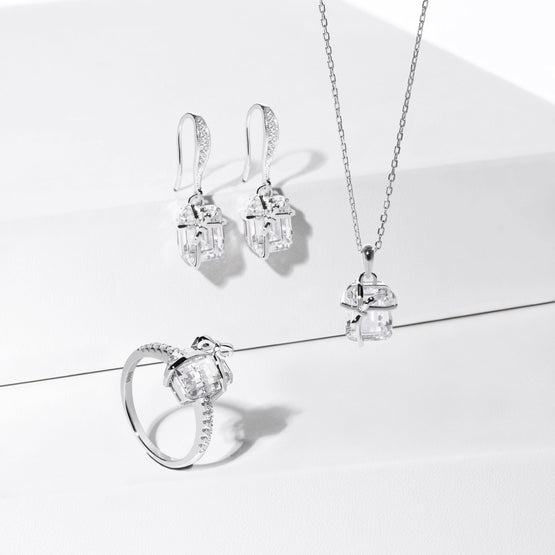 Festive Dainty Gift Jewellery Set - White