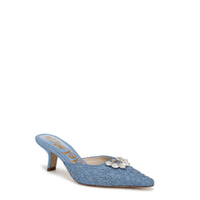Women Brit Orchid Kitten Heel Mule - Royal Sky Blue Fabric [價格已含稅]
