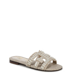 Women Bay Stone Slide Sandal - Light Natural Faux Raffia [價格已含稅]
