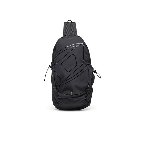 Men Drape Drape Sling Bag Backpack - Black